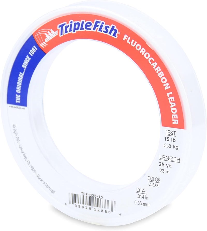 Triple Fish 100% Fluorocarbon Fishing Leader - Clear Invisible Strong and Heavy Duty Highly Abrasion Resistant, Fast Sinking Freshwater & Saltwater - Image 1